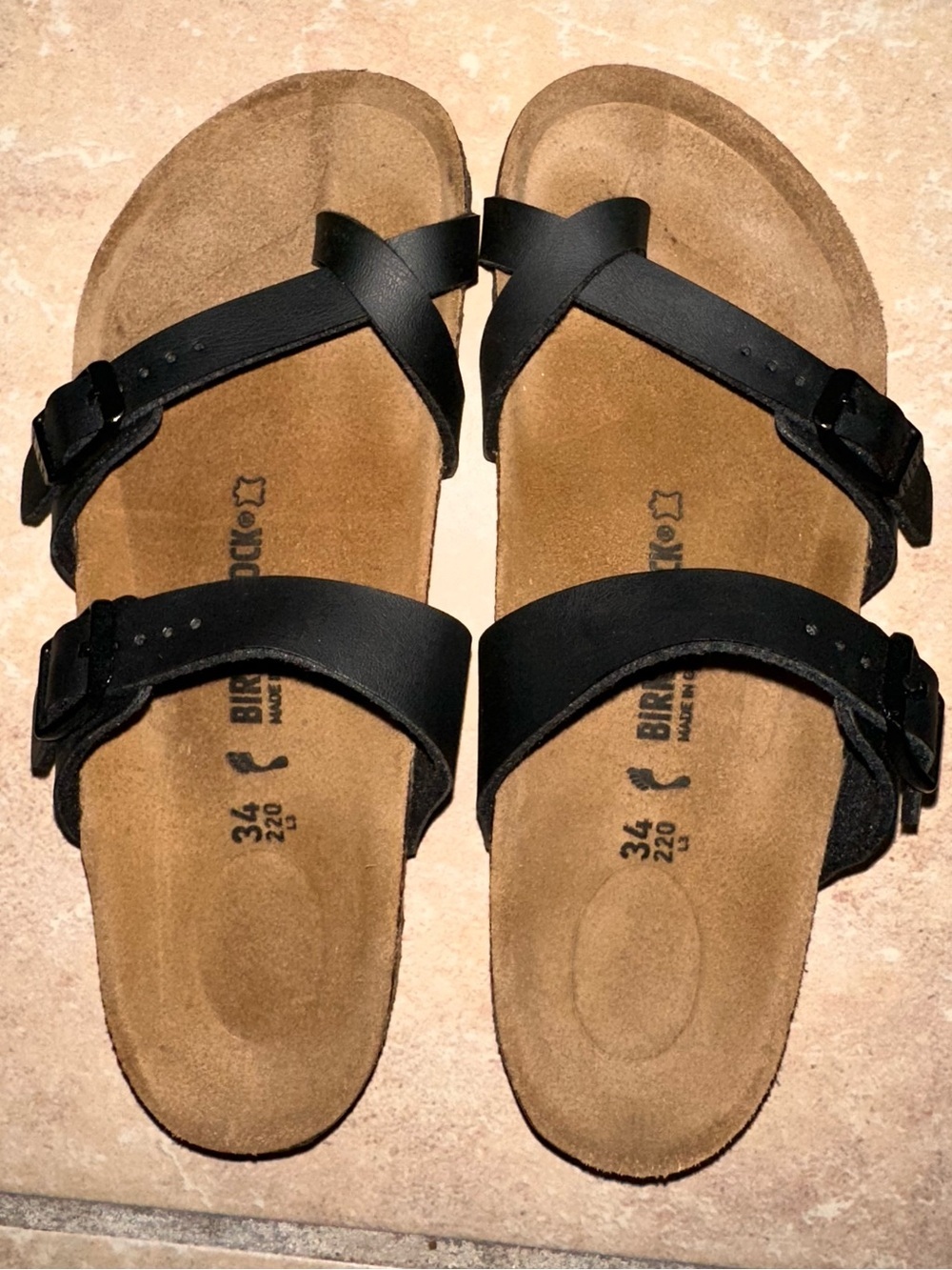 Birkenstock Black Cross-Strap Toe-Loop Sandals